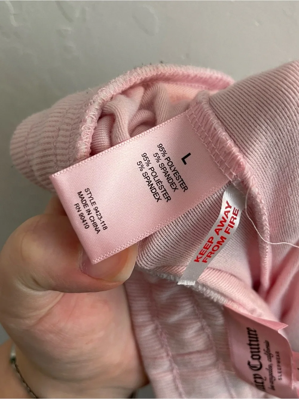 Juicy Couture Baby Pink Juicy Rhinestone Back Velour Pull On Pants Womens Large - Picture 8 of 8